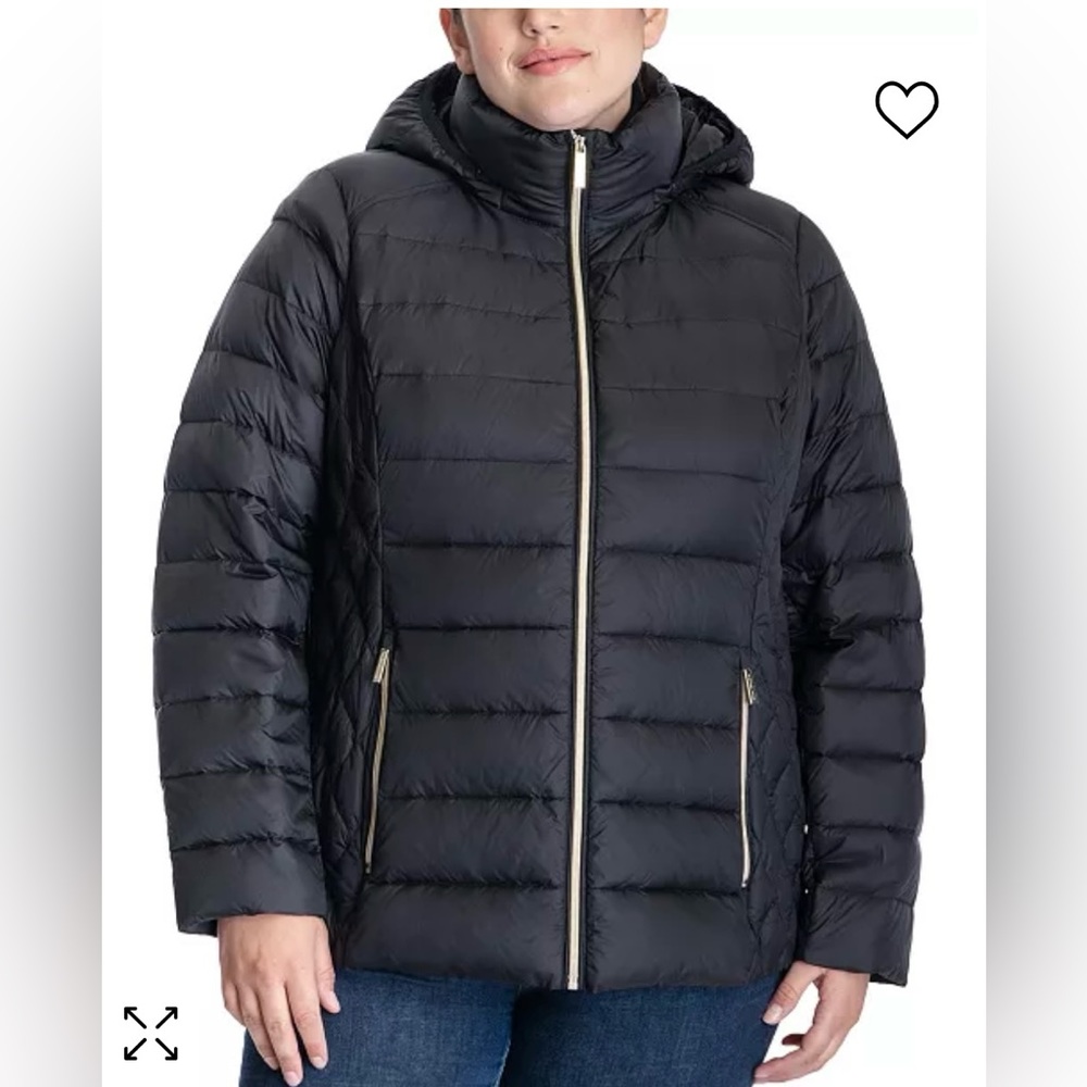 New Michael Kors Packable Women's Size XXL Hooded Down Puffer Coat, Black, $230